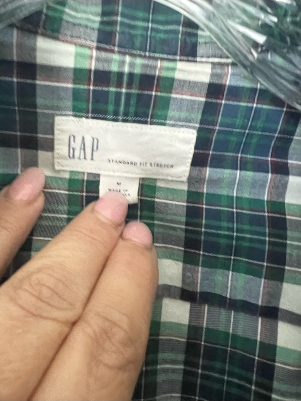 GAP Green & Navy Plaid Button-Front Shirt Jacket - Picture 6 of 6
